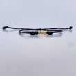 Pulsera Negra 0.15gr / 3mm Bolas Lisas 3und Oro Amarillo 18K (A.C)