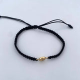 Pulsera Negra Letra O 0.4gr / Oro Amarillo 18K &