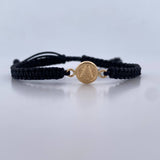 Pulsera Negra Letra A 0.4gr / Oro Amarillo 18K &