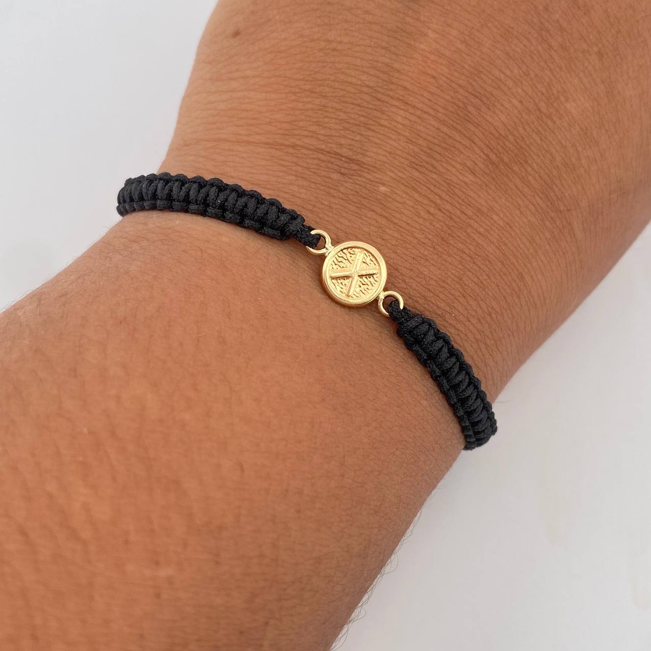 Pulsera Negra Letra X 0.4gr / Oro Amarillo 18K &