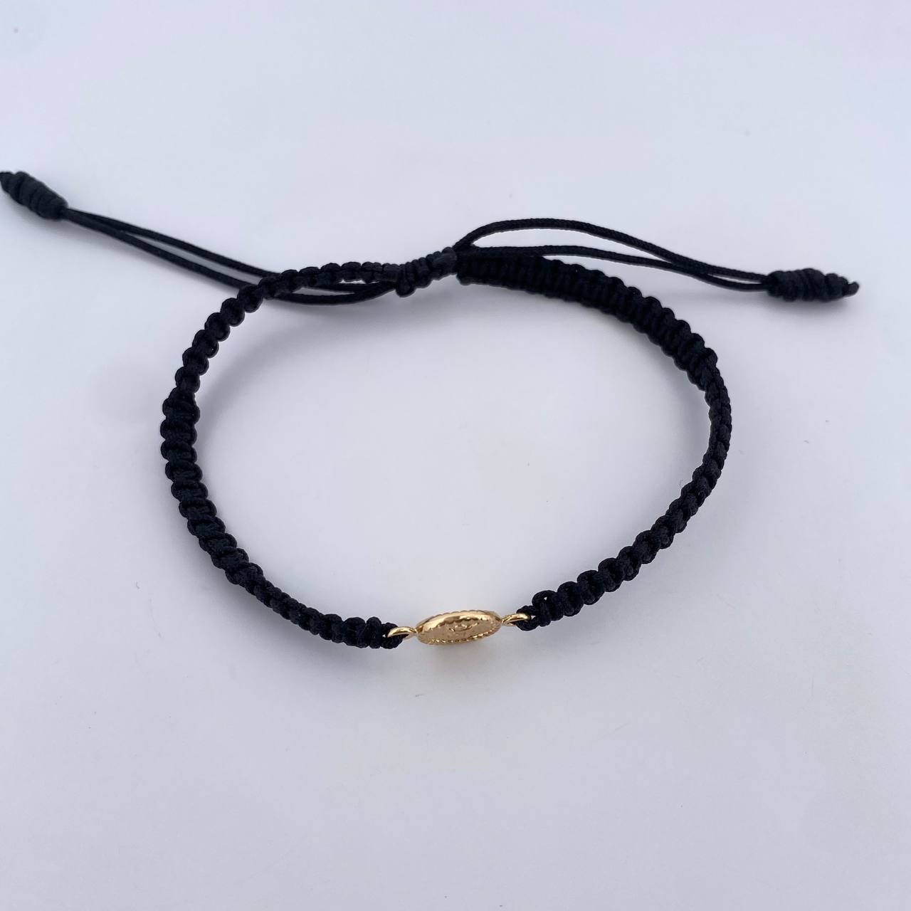 Pulsera Negra Virgen Del Carmen 0.35gr / Oro Amarillo 18K &