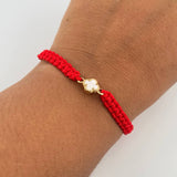 Pulsera Roja Trebol 0.65gr / Nacar Blanco Oro Amarillo Nac.Esp. 18K &