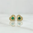 Topos Corazon 1.05gr / 7mm Circon Verde Y Blancos Oro Amarillo 18K
