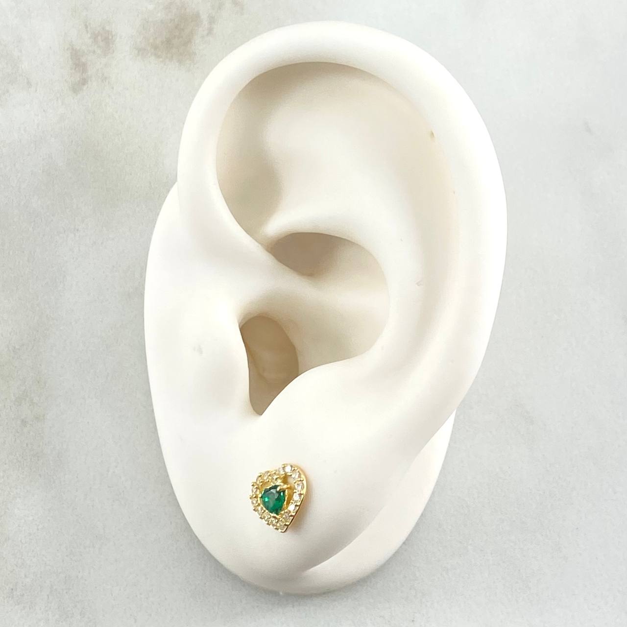 Topos Corazón 1.05gr / 7mm Circones Blancos Verde Oro Amarillo 18K ©