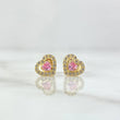 Topos Corazón 1.1gr / 7mm Circones Blancos Rosado Oro Amarillo 18K ©