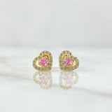 Topos Corazón 1.1gr / 7mm Circones Blancos Rosado Oro Amarillo 18K ©