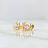 Topos Corazón 1.1gr / 7mm Circones Blancos Rosado Oro Amarillo 18K ©