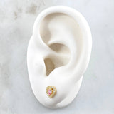 Topos Corazón 1.1gr / 7mm Circones Blancos Rosado Oro Amarillo 18K ©