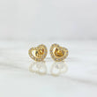 Topos Corazon Silueta 0.9gr / 7mm Circones Blancos Oro Amarillo 18K