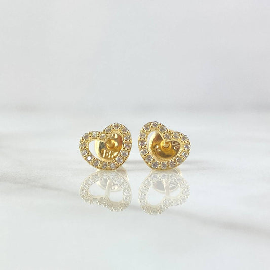 Topos Corazon Silueta 0.9gr / 7mm Circones Blancos Oro Amarillo 18K