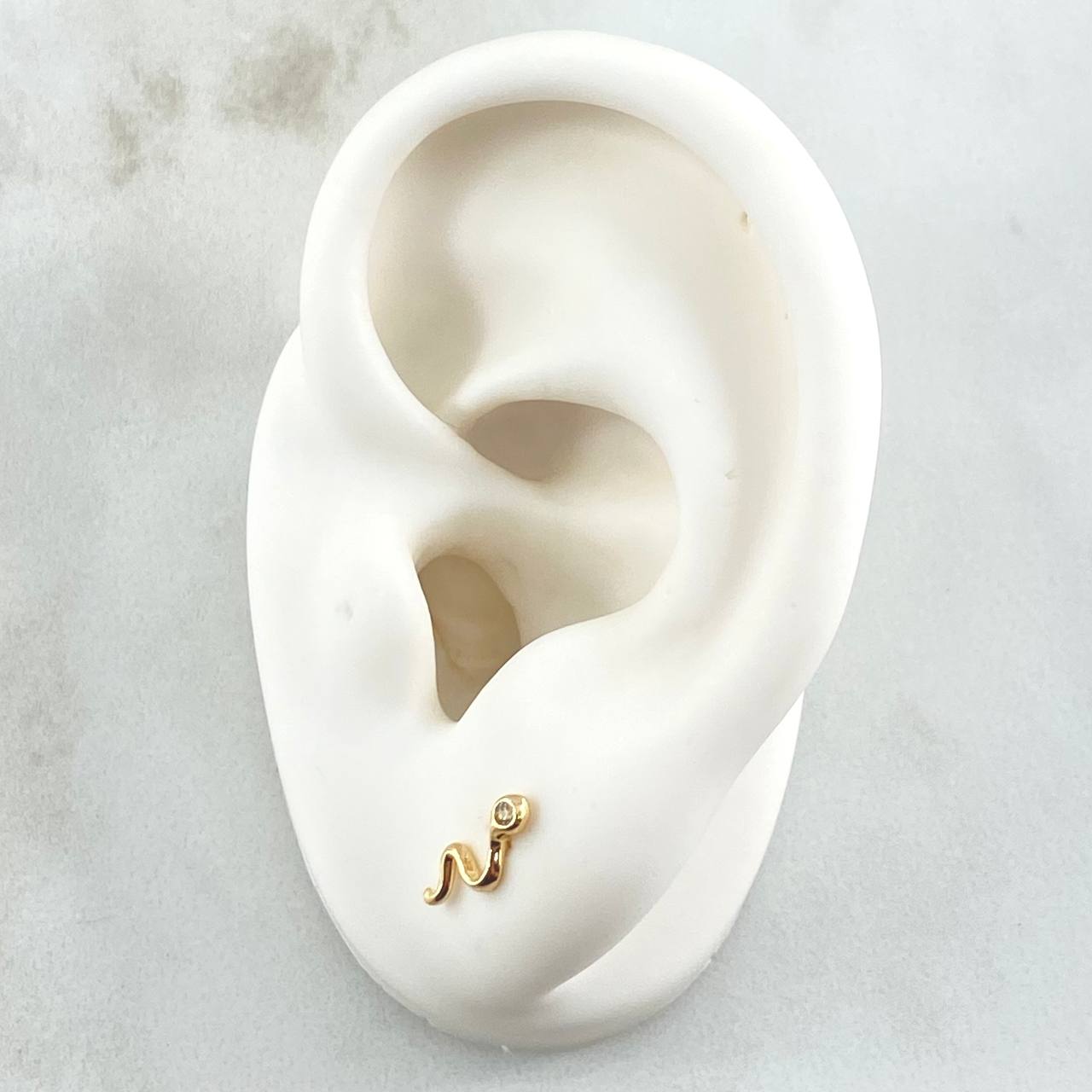 Topos Serpiente 0.75gr / 1cm / Circon Blanco Oro Amarillo 18K ©