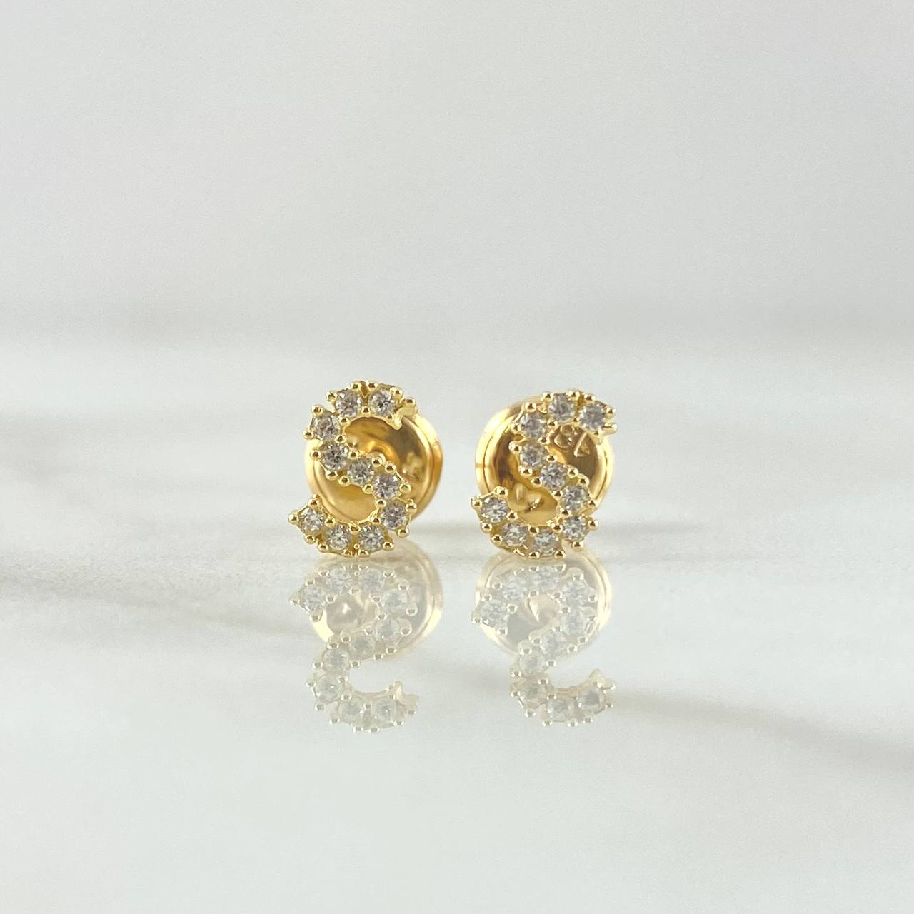 Topos Letra S 0.75gr / 6mm Circones Blancos Oro Amarillo 18K ©