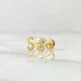 Topos Letra S 0.75gr / 6mm Circones Blancos Oro Amarillo 18K ©