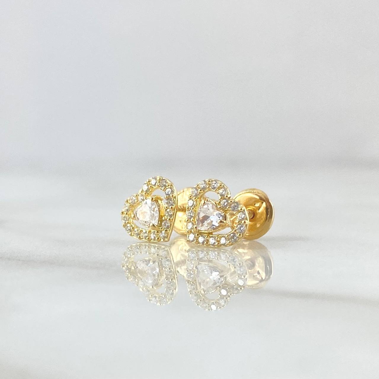 Topos Corazon 1.05gr / 7mm Circones Blancos Oro Amarillo 18K