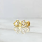 Topos Corazon 1.05gr / 7mm Circones Blancos Oro Amarillo 18K