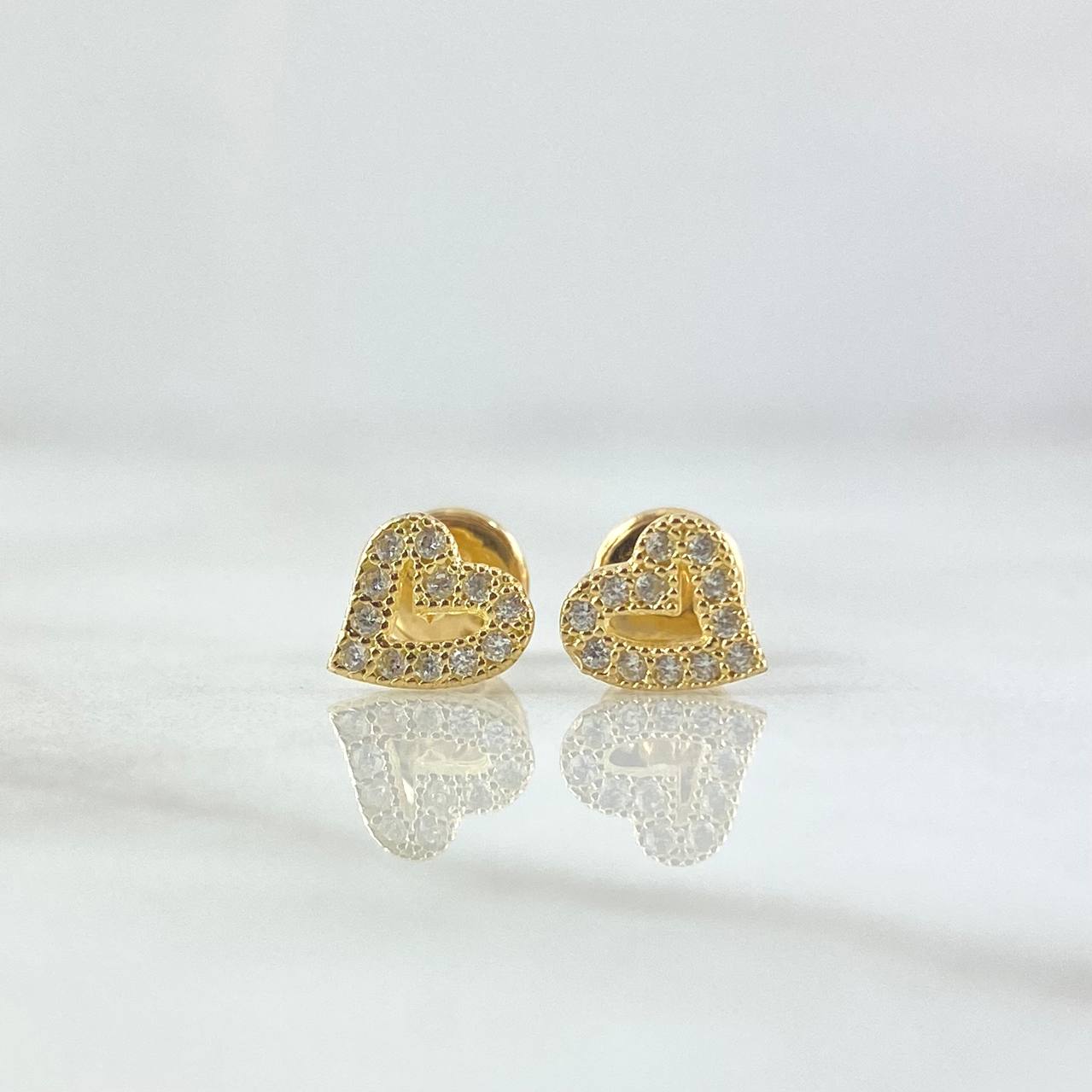 Topos Corazon 0.95gr / 6mm Circones Blancos Oro Amarillo 18K