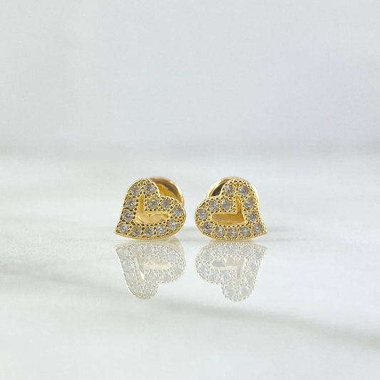 Topos Corazon 0.9gr / 6mm Circones Blancos Oro Amarillo 18K ©
