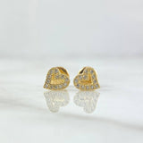 Topos Corazon 0.95gr / 6mm Circones Blancos Oro Amarillo 18K