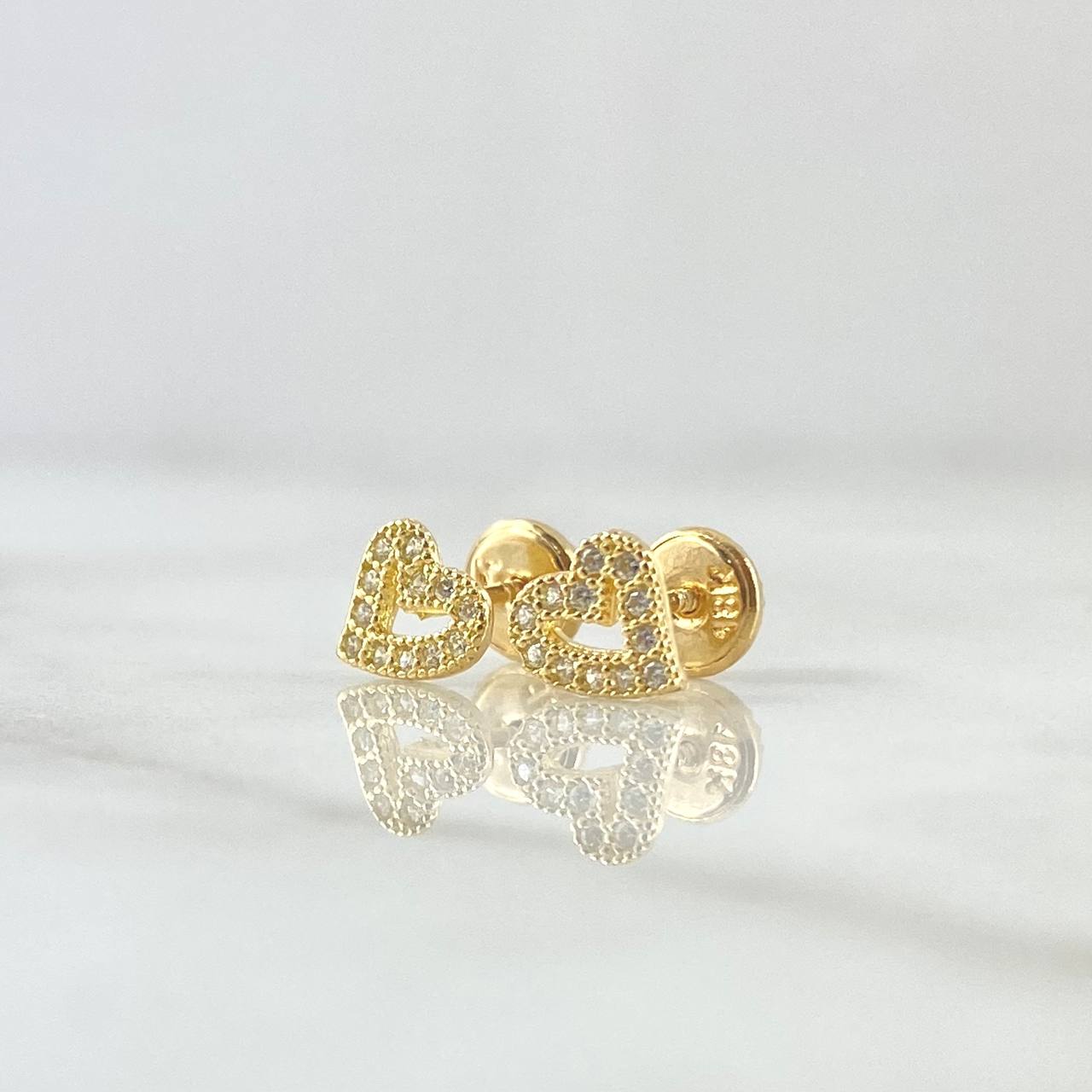 Topos Corazon 0.95gr / 6mm Circones Blancos Oro Amarillo 18K