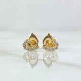 Topos Corazon Delfin 0.85gr / 6mm Circones Blancos Oro Amarillo 18K ©