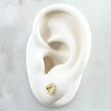 Topos Corazon Delfin 0.9gr / 6mm Circones Blancos Oro Amarillo 18K ©