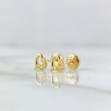 Topos Corazon Compartido 0.8gr / 7mm Circones Blancos Oro Amarillo 18K