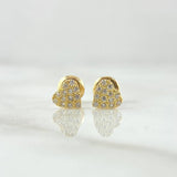 Topos Corazon Tupido 0.85gr / 6mm Circones Blancos Oro Amarillo 18K