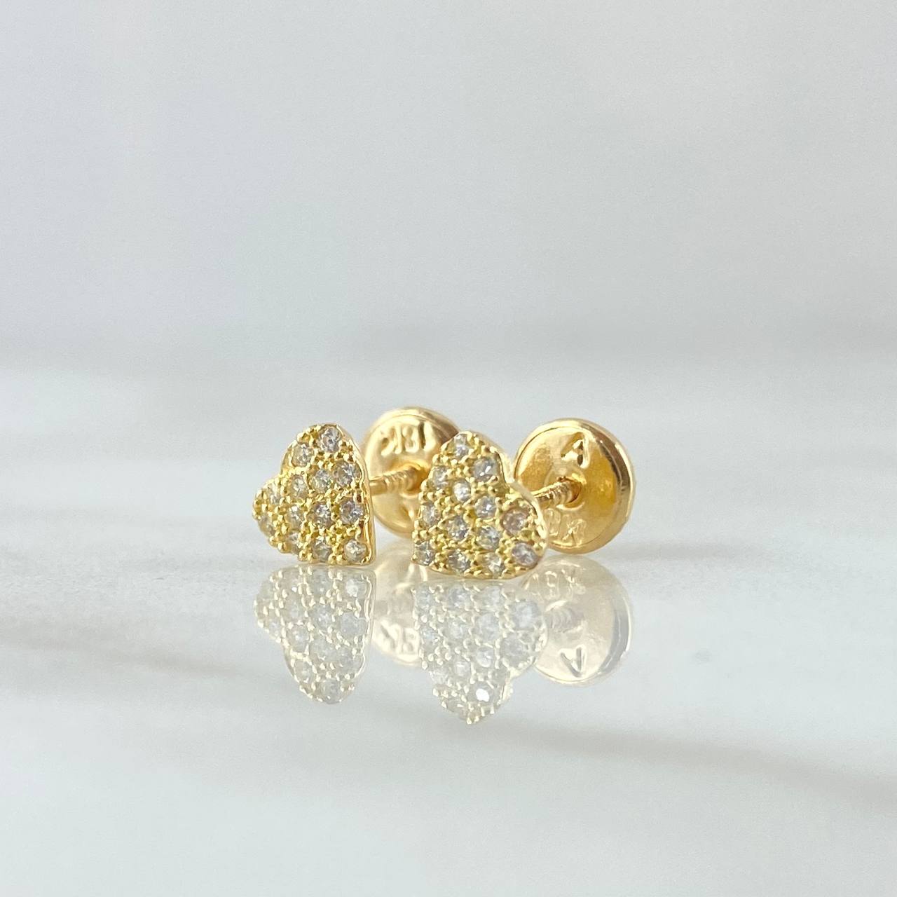 Topos Corazon Tupido 0.85gr / 6mm Circones Blancos Oro Amarillo 18K