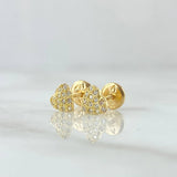 Topos Corazon Tupido 0.85gr / 6mm Circones Blancos Oro Amarillo 18K