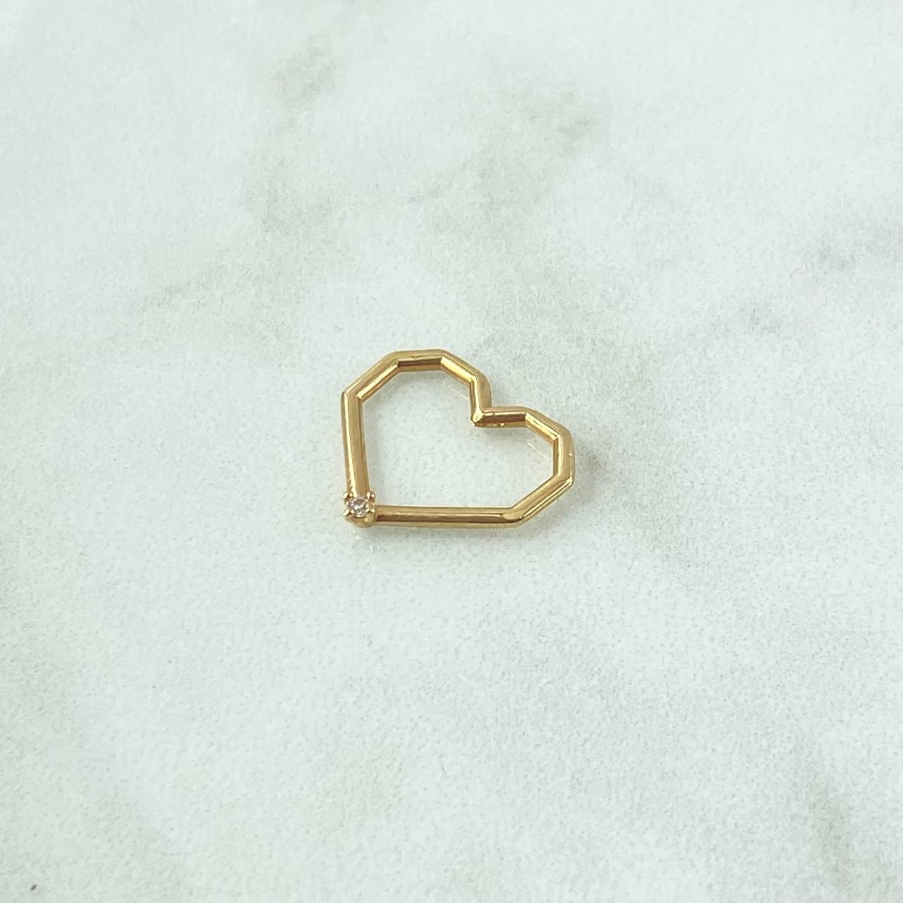 Herraje Silueta Corazón 0.95gr / 1.4cm / Circon Blanco Oro Amarillo 18K