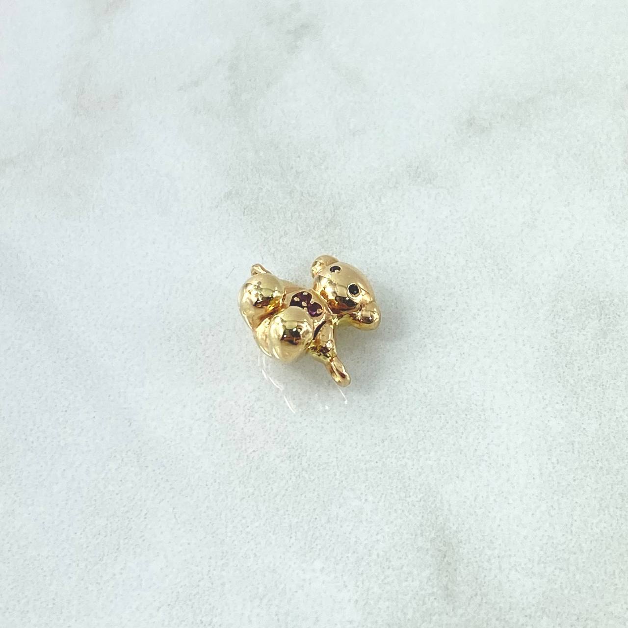 Herraje Oso Liso Corazón 2.2gr / 1.1cm / Circones Negros Y Fucsias Oro Amarillo 18K
