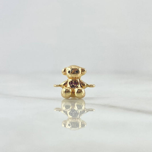 Herraje Oso Liso Corazón 2.2gr / 1.1cm / Circones Negros Y Fucsias Oro Amarillo 18K