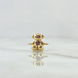 Herraje Oso Liso Corazón 2.2gr / 1.1cm / Circones Negros Y Fucsias Oro Amarillo 18K