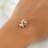 Herraje Oso Liso Corazón 2.2gr / 1.1cm / Circones Negros Y Fucsias Oro Amarillo 18K