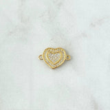 Herraje Corazón Doble 1.9gr / 1.1cm / Circones Blancos Oro Amarillo 18K