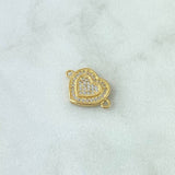 Herraje Corazón Doble 1.9gr / 1.1cm / Circones Blancos Oro Amarillo 18K