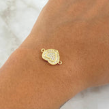Herraje Corazón Doble 1.9gr / 1.1cm / Circones Blancos Oro Amarillo 18K