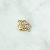 Herraje Corazón Ratón 1.35gr / 1.2cm / Circones Blancos Oro Amarillo 18K