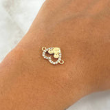 Herraje Corazón Ratón 1.35gr / 1.2cm / Circones Blancos Oro Amarillo 18K