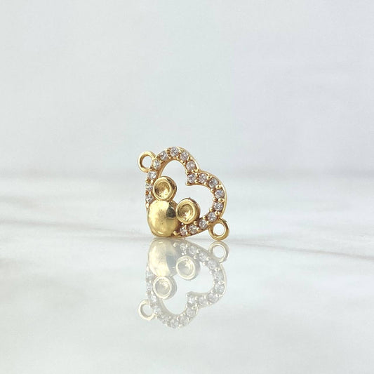 Herraje Corazón Ratón 1.35gr / 1.2cm / Circones Blancos Oro Amarillo 18K