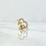 Herraje Corazón Ratón 1.35gr / 1.2cm / Circones Blancos Oro Amarillo 18K