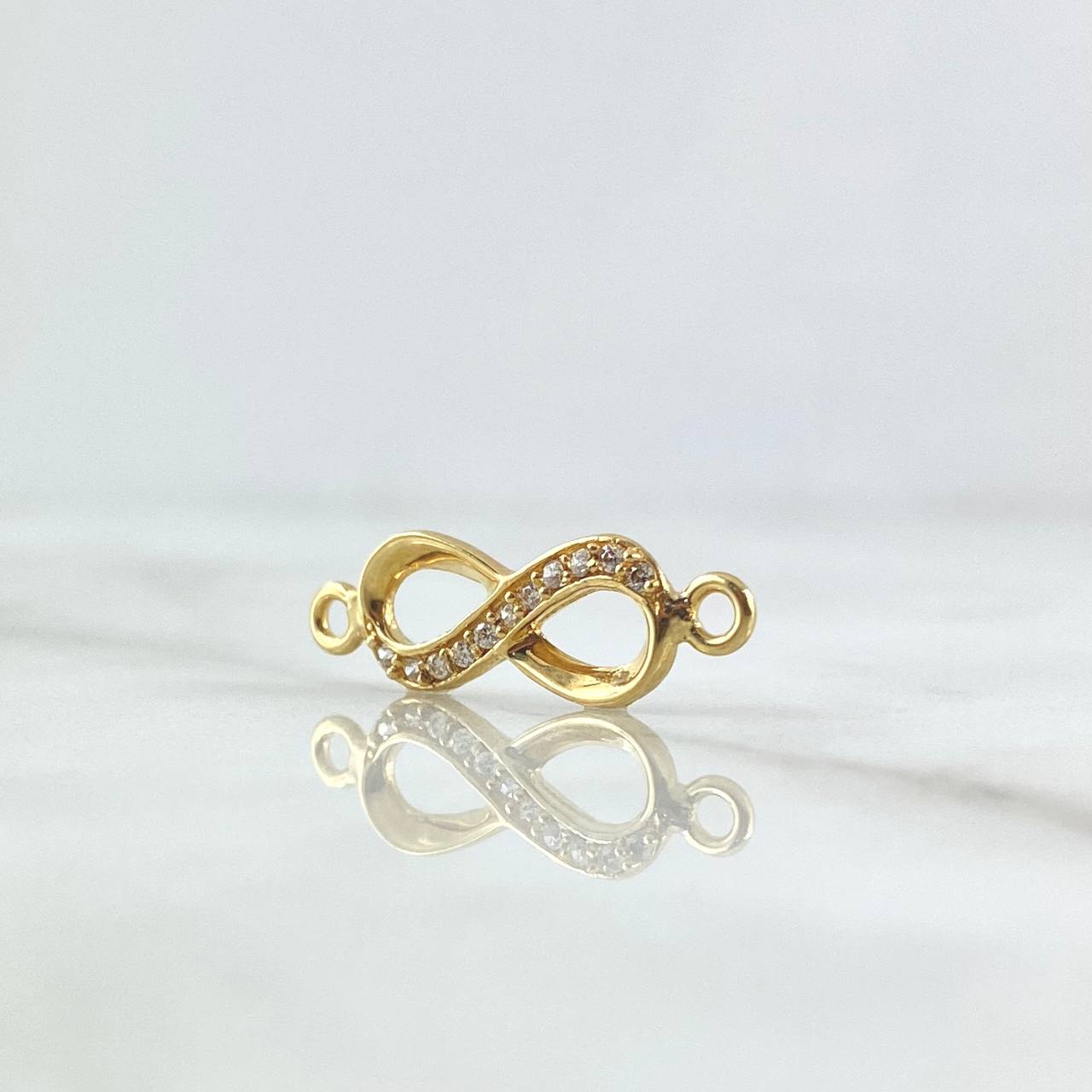 Herraje Infinito Medio Basteado 1.2gr / 2.4cm / Circones Blancos Oro Amarillo 18K