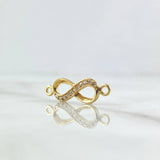 Herraje Infinito Medio Basteado 1.2gr / 2.4cm / Circones Blancos Oro Amarillo 18K
