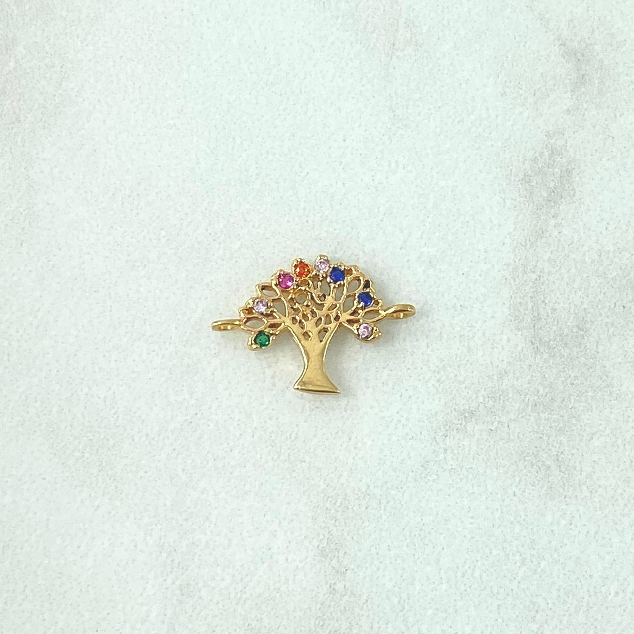 Herraje Arbol De La Vida 0.8gr / 1.2cm / Circones De Colores Oro Amarillo 18K