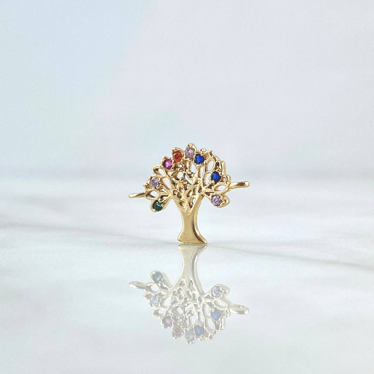 Herraje Arbol De La Vida 0.8gr / 1.2cm / Circones De Colores Oro Amarillo 18K