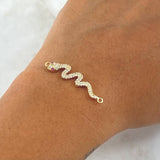 Herraje Serpiente 1.75gr / 3.3cm / Circones Blancos Y Fucsias Oro Amarillo 18K