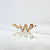 Herraje Serpiente 1.75gr / 3.3cm / Circones Blancos Y Fucsias Oro Amarillo 18K