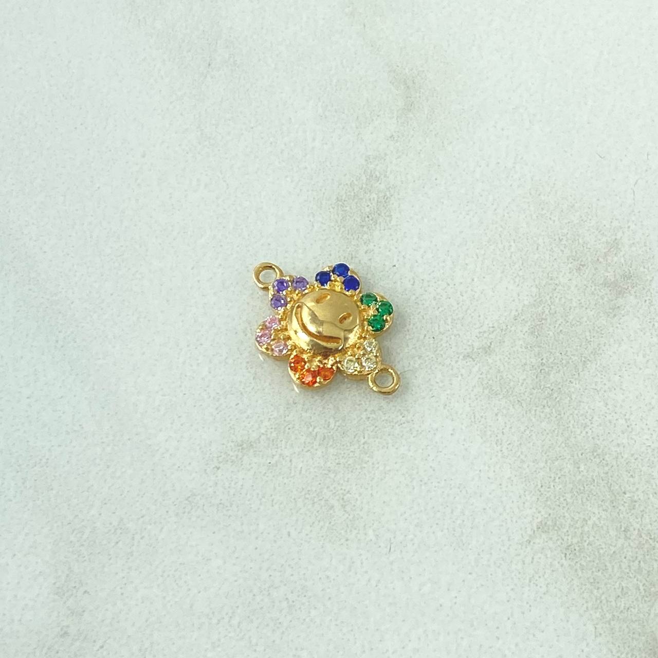 Herraje Flor 0.85gr / 1.5cm / Circones De Colores Oro Amarillo 18K ©