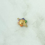 Herraje Flor 0.85gr / 1.5cm / Circones De Colores Oro Amarillo 18K ©