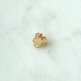 Herraje Ratón Moño 0.85gr / 1cm / Circones Blancos Y Fucsias Oro Amarillo 18K ©